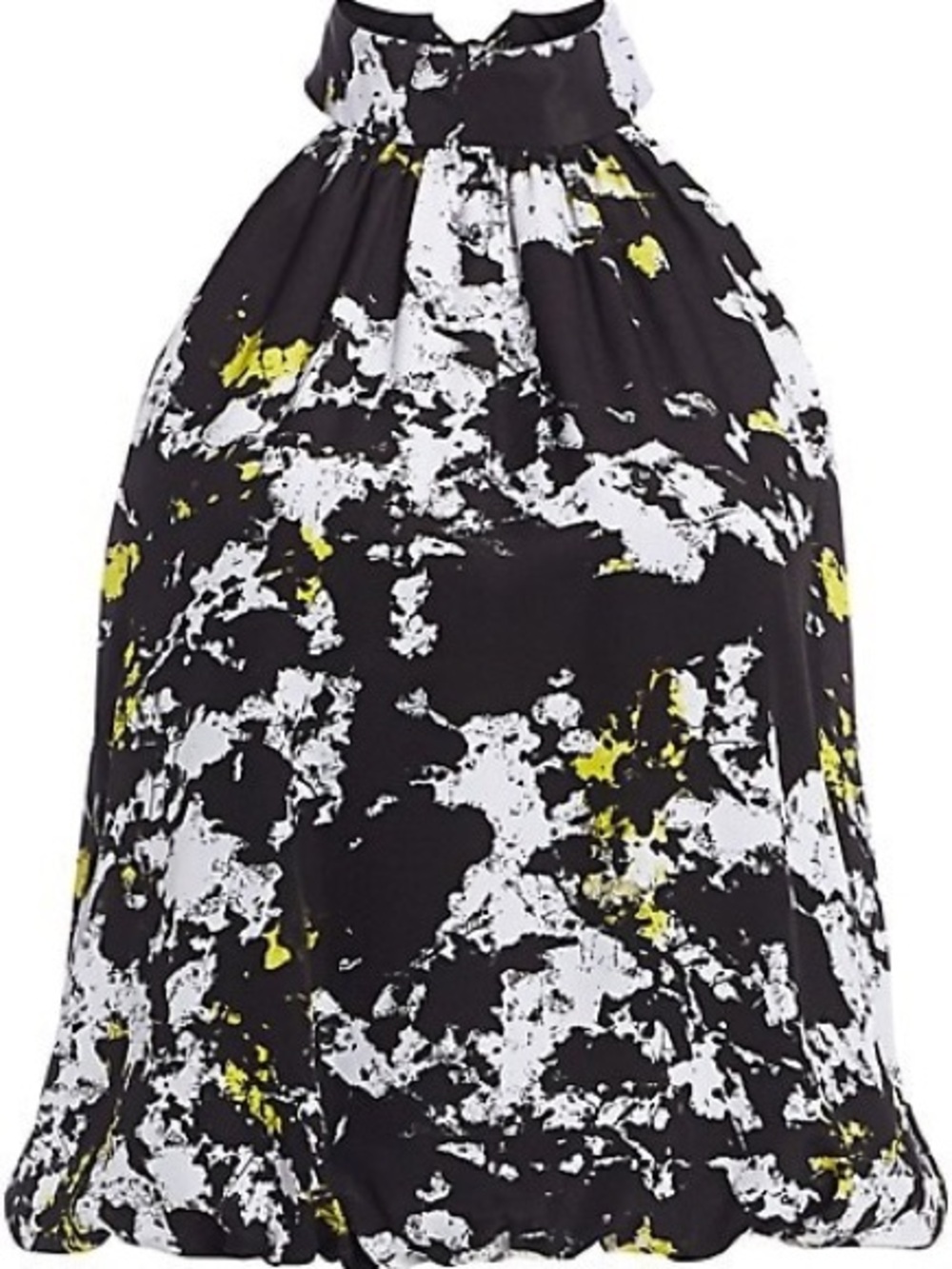 Alice + Olivia Black Maris Halter Top 100% Silk Abstract Print Size L